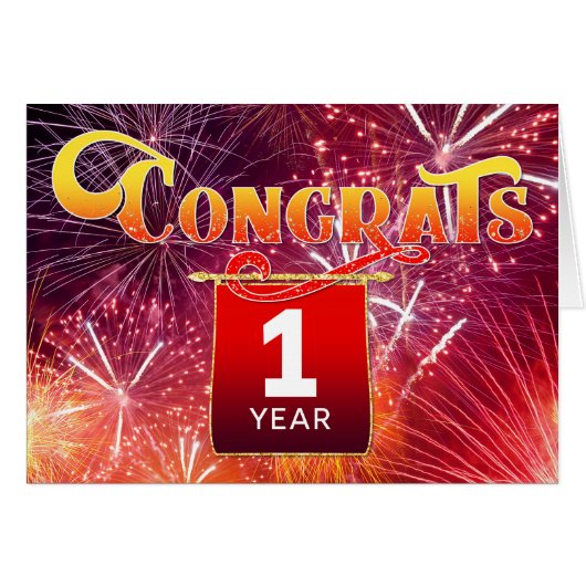 Jubileum 1 jaar Celebration Fireworks voor werknem (Voorkant Horizontaal)
