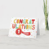 Jubileum 1 jaar gefeliciteerd kaart (Voorkant)