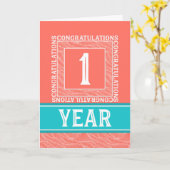 Jubileum 1 jaar werknemer - decoratief kaart (Gele Bloem)