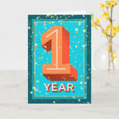 Jubileum 1 jaar werknemer - Vetnummers Kaart (Gele Bloem)