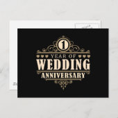 Jubileum 1e bruiloft briefkaart (Voorkant / Achterkant)