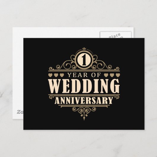 Jubileum 1e bruiloft briefkaart (Voorkant / Achterkant)