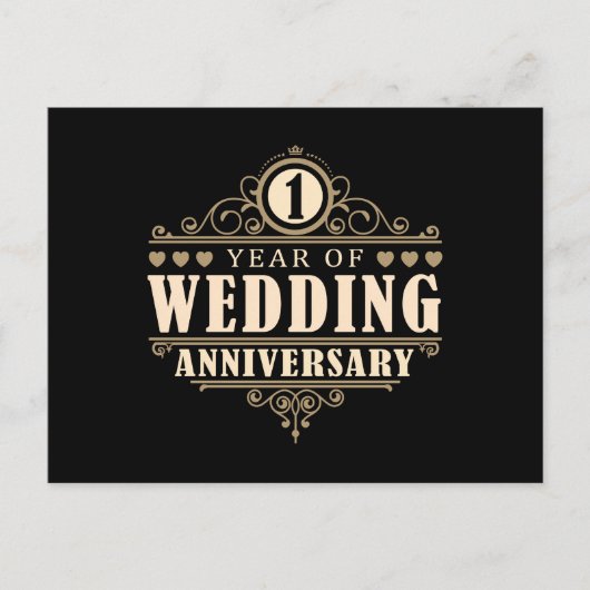 Jubileum 1e bruiloft briefkaart (Voorkant)