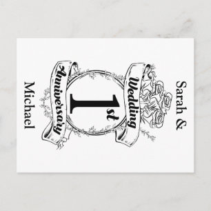 Jubileum 1e bruiloft briefkaart