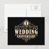 Jubileum 1e bruiloft briefkaart (Voorkant / Achterkant)