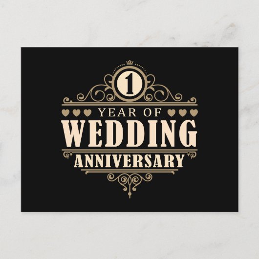 Jubileum 1e bruiloft briefkaart (Voorkant)