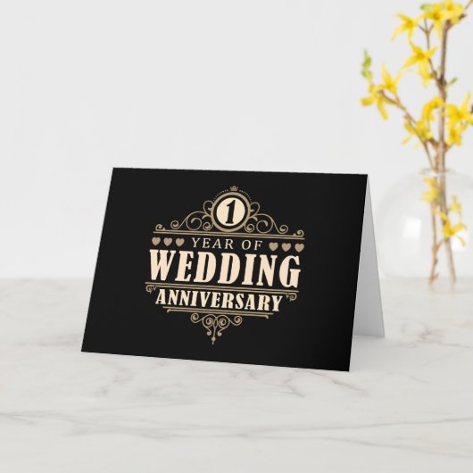 Jubileum 1e bruiloft kaart (Gele Bloem)