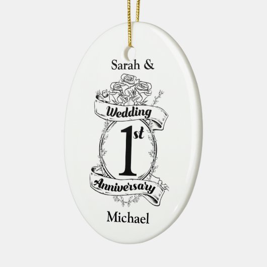 Jubileum 1e bruiloft keramisch ornament (Links)