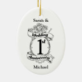 Jubileum 1e bruiloft keramisch ornament (Achterkant)