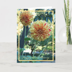 Jubileum 1e bruiloft Wishes Chrysanthemums Kaart