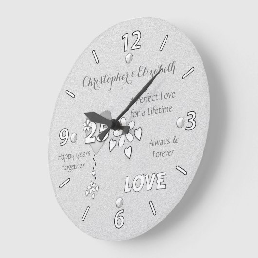 Jubileum 25 jaar hartstikke bloemen en namen grote klok (Hoek)