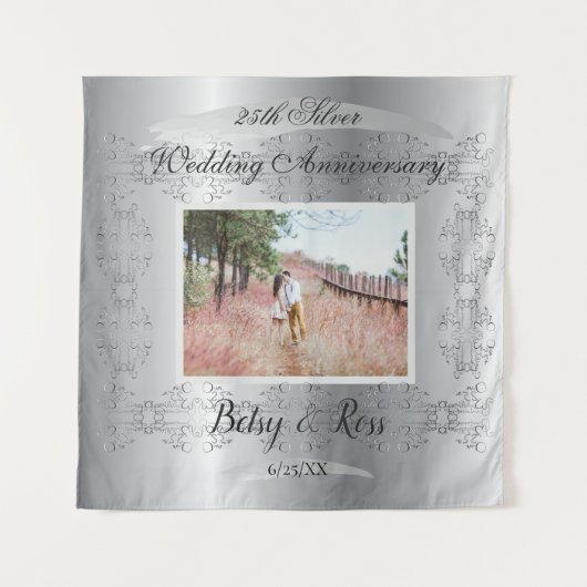 Jubileum: 25 jaar zilveren bruiloft wandkleed (Voorkant)