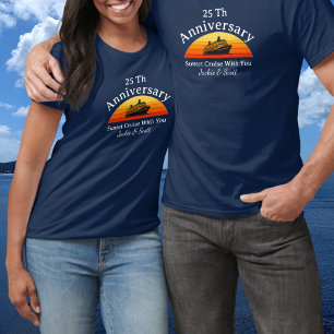 Jubileum 25-jarig huwelijkscruise Blauw Personalis T-shirt