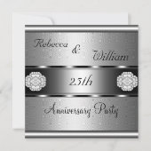 Jubileum 25e Elegant Roll Silver Party Kaart (Voorkant)