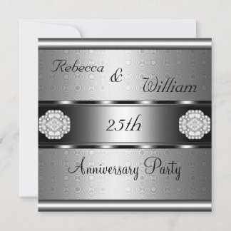 Jubileum 25e Elegant Roll Silver Party Kaart