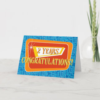 Jubileum 2 jaar Retro Blue Red Sinaasappel Kaart