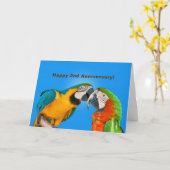 Jubileum, 2de, Loving Parrots Kaart (Gele Bloem)