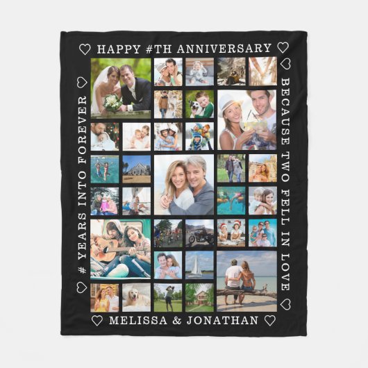 Jubileum 33 Aangepast gepersonaliseerd fotocollage Fleece Deken (Voorkant)