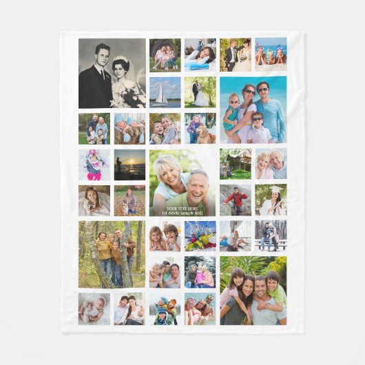 Jubileum 33 Foto Collage Persoonlijk Fleece Deken (Voorkant)