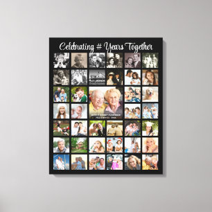 Jubileum 39 Fotocollage Persoonlijk Zwart Canvas Afdruk