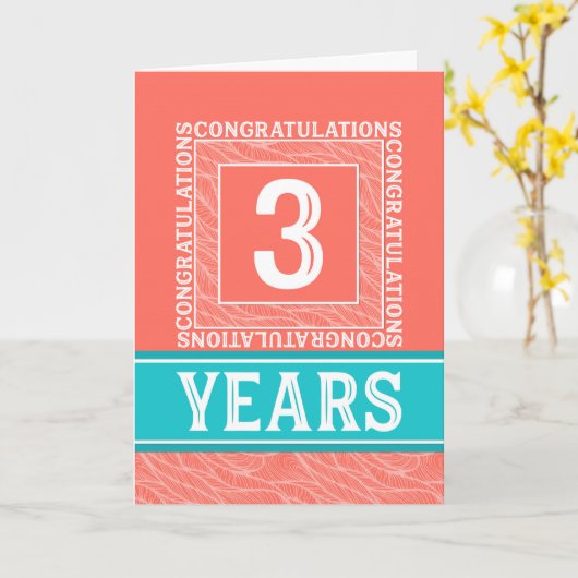 Jubileum 3 jaar werknemer - Decoratief Kaart (Gele Bloem)