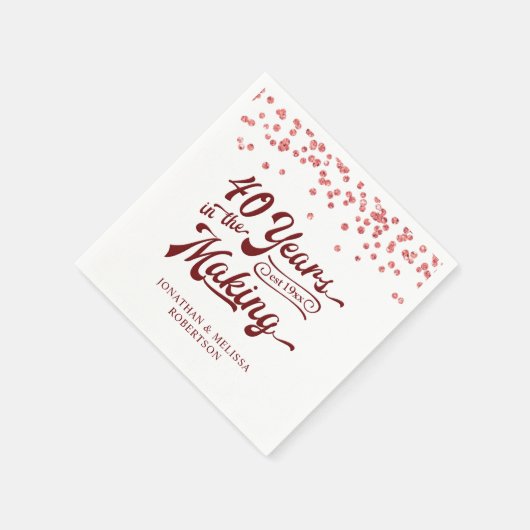 Jubileum 40 JAAR IN DE MAKING Ruby Confetti Servet (Hoek)