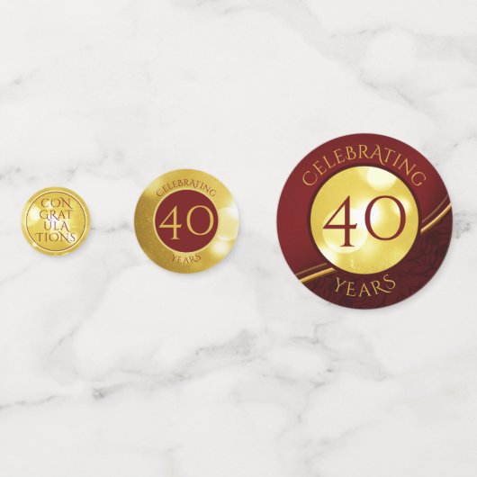 Jubileum 40e bruiloft Foto Ruby Gold Custom Confetti (Achterkanten)