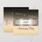 Jubileum 40e Elegant Cream Biege Invite Kaart (Voorkant / Achterkant)