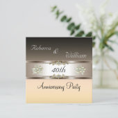 Jubileum 40e Elegant Cream Biege Invite Kaart (Staand voorkant)