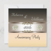 Jubileum 40e Elegant Cream Biege Invite Kaart (Voorkant)