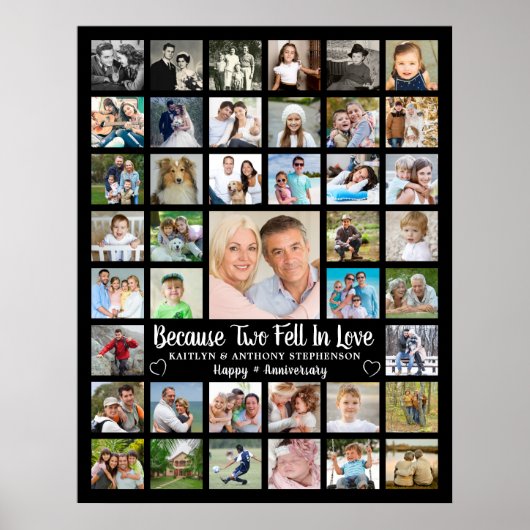 Jubileum 41 Fotocollage Aangepaste tekst en kleur Poster (Voorkant)