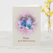 Jubileum, 45th, Loving Parakeets, Roze Bloemen Kaart (Gele Bloem)