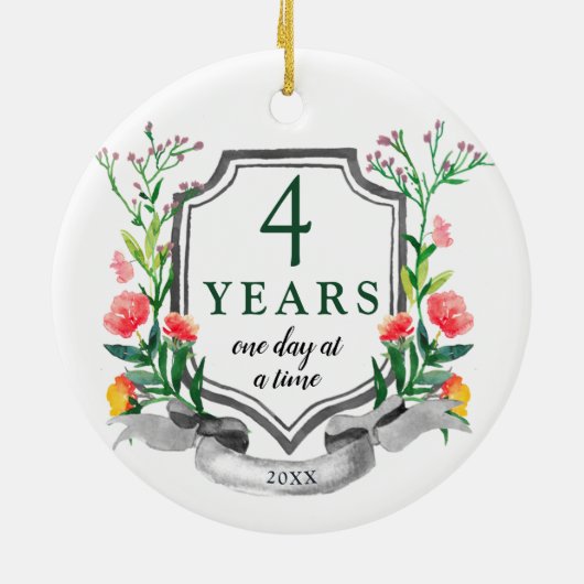 Jubileum 4 jaar Sober op maat Keramisch Ornament (Achterkant)