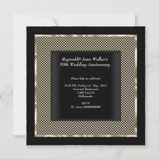 Jubileum 50 jaar getrouwd zwart sepia goud kaart (Achterkant)