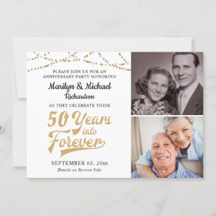 Jubileum 50 JAAR IN DE EEUWIGHEID Goud Retro Kaart