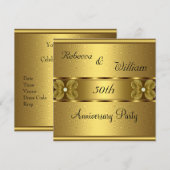 Jubileum 50e Elegant Roll Gold Party Floral Kaart (Voorkant / Achterkant)