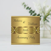 Jubileum 50e Elegant Roll Gold Party Floral Kaart (Staand voorkant)
