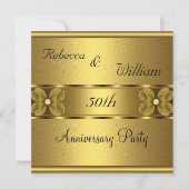 Jubileum 50e Elegant Roll Gold Party Floral Kaart (Voorkant)