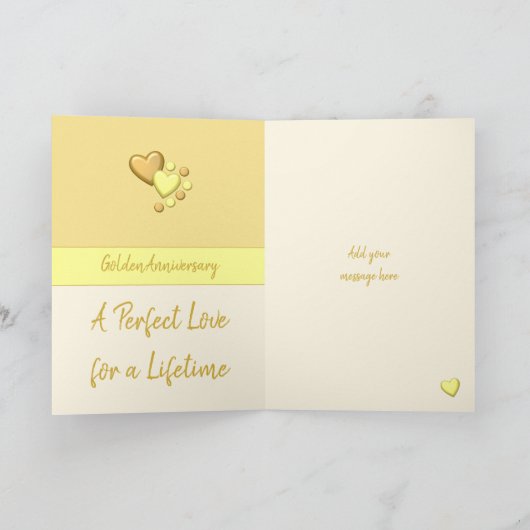 Jubileum 50e Golden 50 jaar geel crème Kaart (Binnen)