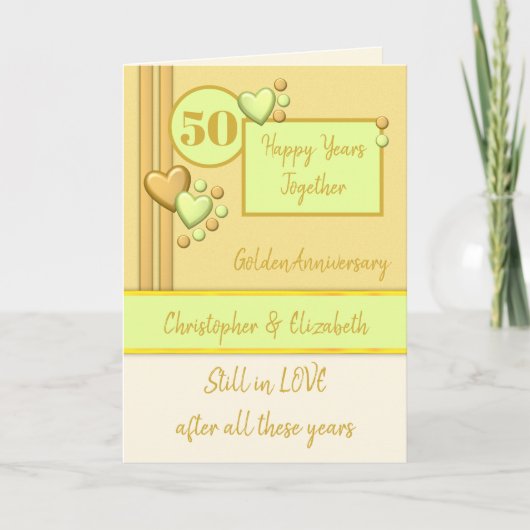 Jubileum 50e Golden 50 jaar groene crème Kaart (Voorkant)