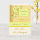Jubileum 50e Golden 50 jaar groene crème Kaart (Gele Bloem)