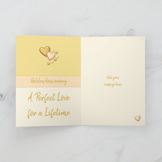 Jubileum 50e Golden 50 jaar perzik crème Kaart (Binnen)