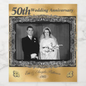 Jubileum 50ste huwelijksverjaardag | Goud Folie Wijn Etiket (Enkel label)