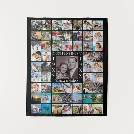 Jubileum 55 fotocollage herinneringen achtergrond wandkleed (Voorkant)