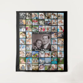 Jubileum 55 Fotocollage Herinneringen Achtergrond Wandkleed