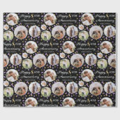 Jubileum 5 Foto Collage Paars Black Faux Gold Cadeaupapier (Vlak)