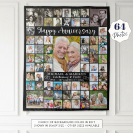 Jubileum 64 Foto Collage Jouw Kleur Wandkleed