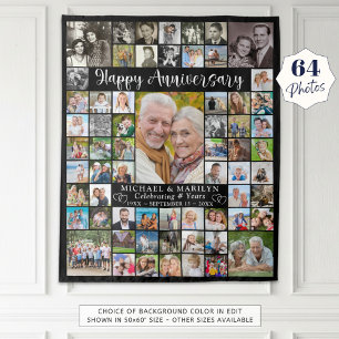 Jubileum 64 Foto Collage Jouw Kleur Wandkleed