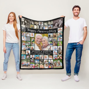 Jubileum 64 Foto Collage Uw Kleur Fleece Deken