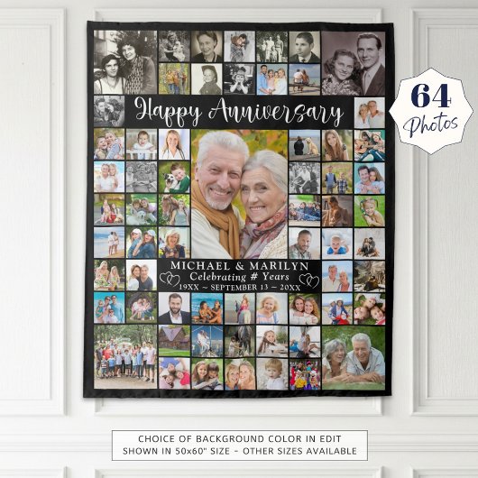 Jubileum 64 Foto Collage Uw Kleur Wandkleed